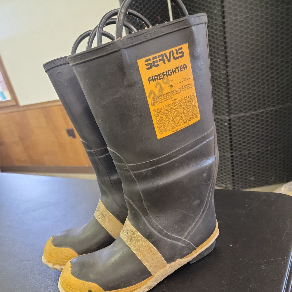 Waterproof Boots Servus Firefighter Steel Toe Fire Boots Size 9 1/2 M  10 1/2 W