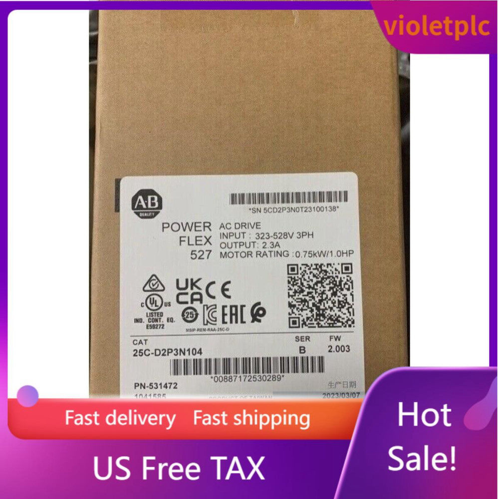 Allen Bradley 25C-D2P3N104 Factory Sealed New AC Drive 0.75kW 1HP PowerFlex 527
