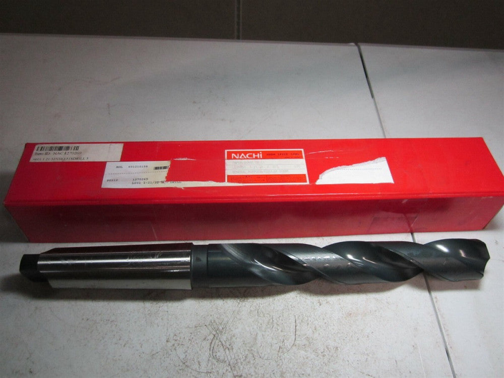NACHI (1270269) 1-21/32" Size, 5MT 118° High Speed Steel Taper Shank Drill