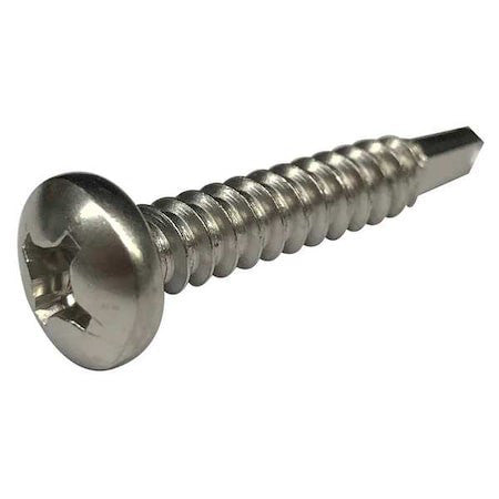 Zoro Select 1Wu22 Thread Cutting Screw, #6 X 1/2 In, Plain Stainless Steel Pan