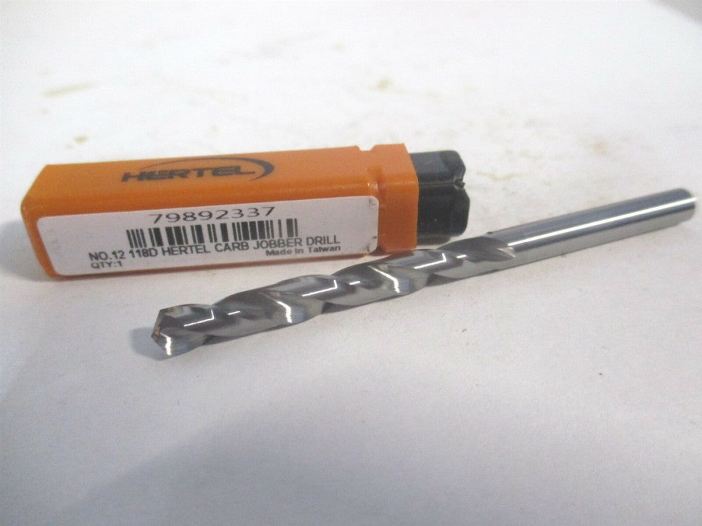 (79892337) #12 1-5/8" x 2-3/4" OAL 118° Solid Carbide Spiral Jobber Drill 