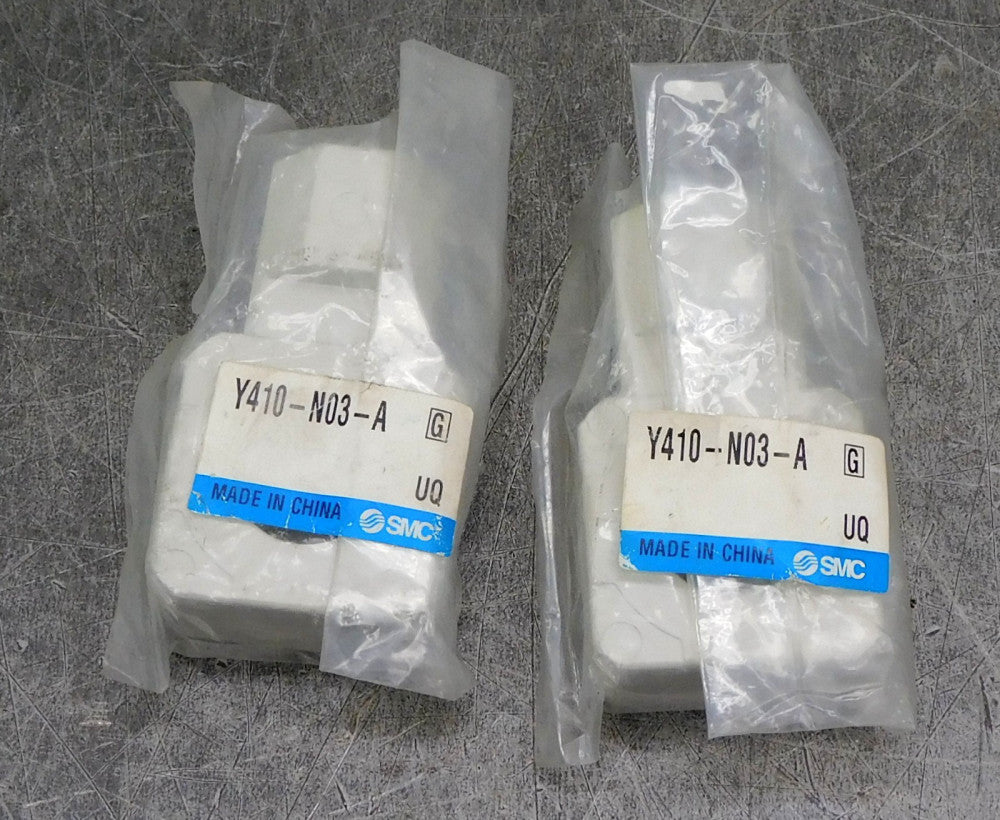 SMC Y410-N03-A  T-Type Spacer 3/8" NPT Port Lot of Two (2)