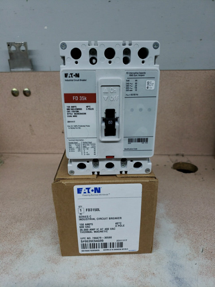 Eaton FD3150 3 Pole 150 Amp  Circuit Breaker 
