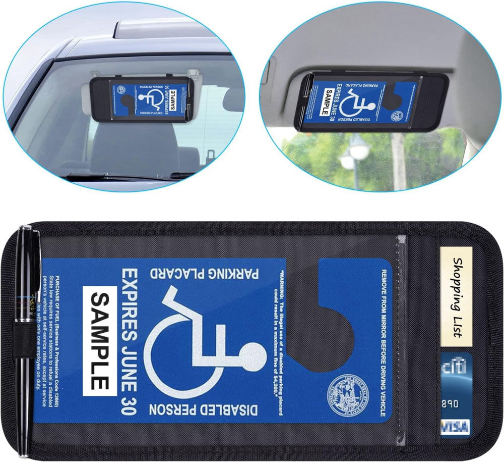 Handicap Placard Holder for Auto, Wisdompro Disabled Parking Permit Black 