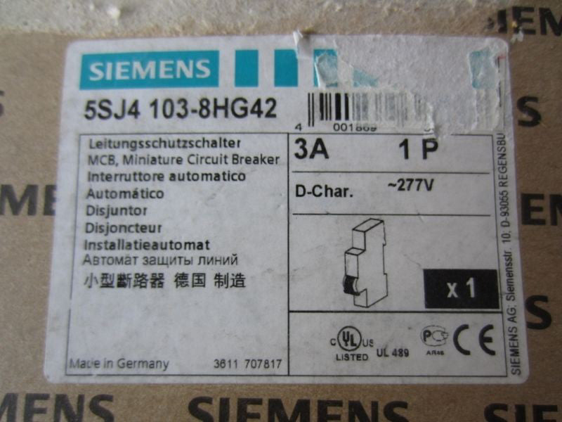 Siemens 3A 1P Circuit Breaker 3 AMP 5SJ4 103-8HG42 New