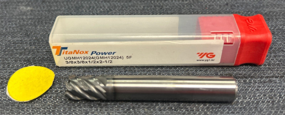 YG-1  5 FLUTE FLAT BOTTOM CARBIDE END MILL UGMH12024  3/8X3/8X1/2X2-1/2