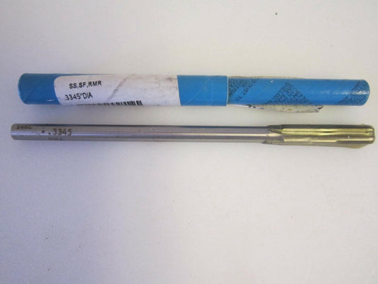 .3345" 1-1/2 Flute L, RH High Speed Steel Straight Shank/Flute Chucking Reamer
