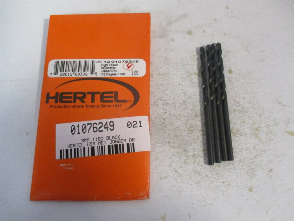 (301 3.00) 3mm x 70mm OAL 118° High Speed Steel Jobber Drill - Pack of 4