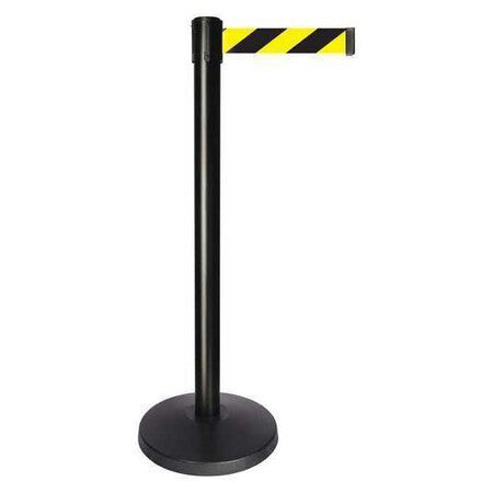 Queueway Qplus-33-D4 Barrier Post With Belt, Black, 10 Ft Length, 40 In Post