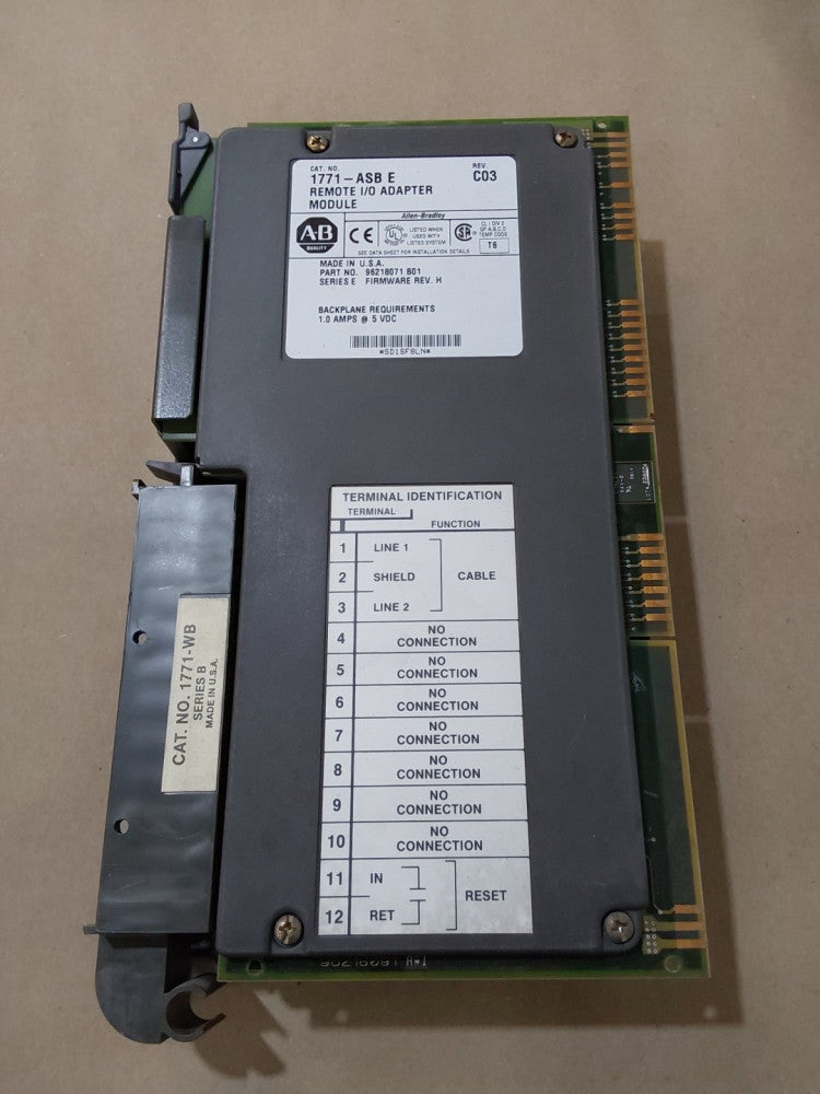Allen Bradley 1771-ASB/E Remote I/O Adaptor Module With 1771-WB 