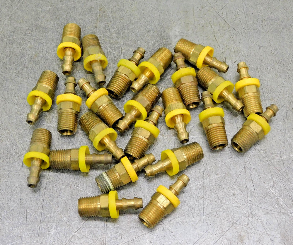 Brass Hose Barb Adapter 1/4" NPT x 1/4" Hose Barb DIA Lot of Twenty-Three (23)