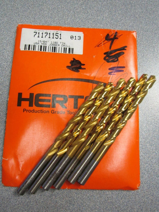 (6) Jobber Length Drill Bits 15/64 x 15/64 x 2-15/64 x 3-15/16" 118Deg Angle TiN