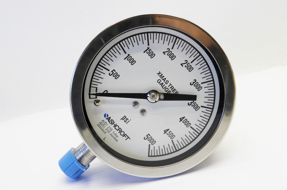 NEW Ashcroft 4.5" Xmas Tree Gauge 5000 PSI, 45-1020S-04L-XLJ-5000#