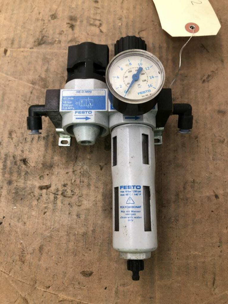 Festo LFR-D-MINI Filter Regulator w/ HE-D-MINI On/Off Valve 230PSI