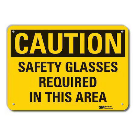 Lyle Lcu3-0359-Ra_10X7 Caution Sign,7 In H,Alum,Safety Glasses