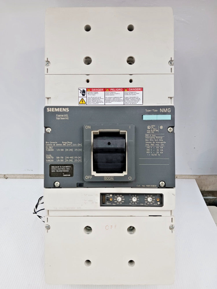 Siemens 800 Amp Circuit Breaker 3 Pole 600 VAC 35kA NMX3X800 W/ Shunt Trip