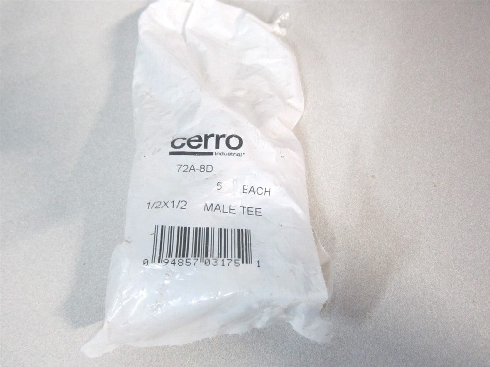 Cerrobrass (72-A-8D) 11/16-20 Brass Compression Tube Male Branch Tee - Pack of 5