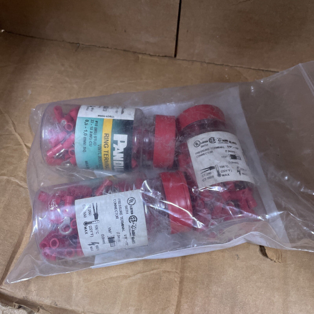 LOT OF 3 100-Pk Panduit Ring Terminal Vinyl Insulated PV18-10R-CY