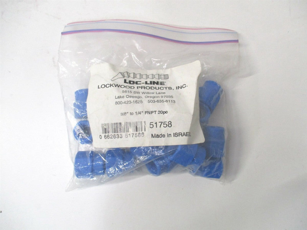Loc-Line (51758) 3/8" x 1/2" Blue Nylon Female Pipe Reducers - Pack of 20