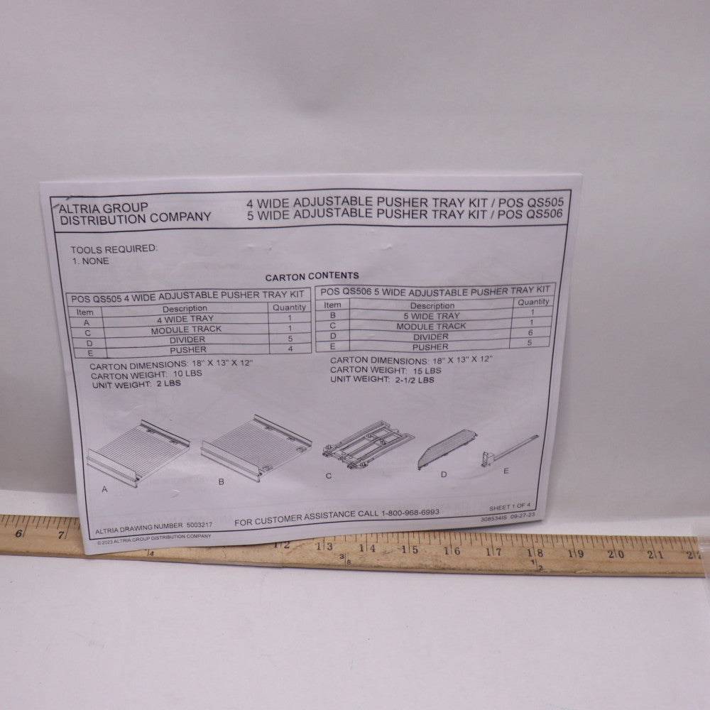 Atria Adjustable Spring Loaded Pusher Trays Kit  4 Wide QS505