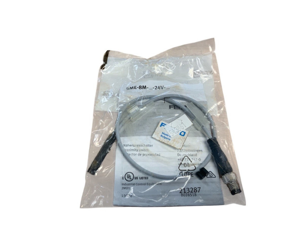 NEW,SEALED PACKAGE. FESTO 543861 MAGNETIC SWITCH SME-8M-DS-24V-KQ, 3-M8D CORDSET