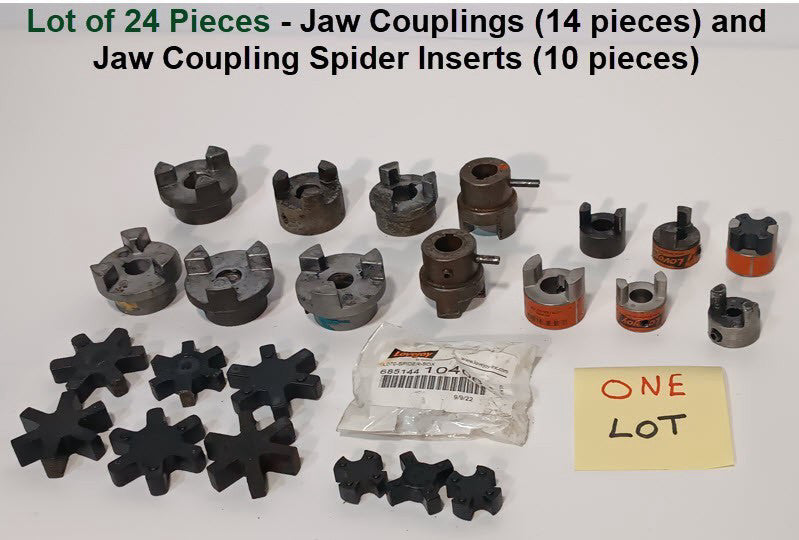 Lot of 24 Pieces Jaw Couplings (14 pcs) & Jaw Coupling Spider Inserts (10 pcs)