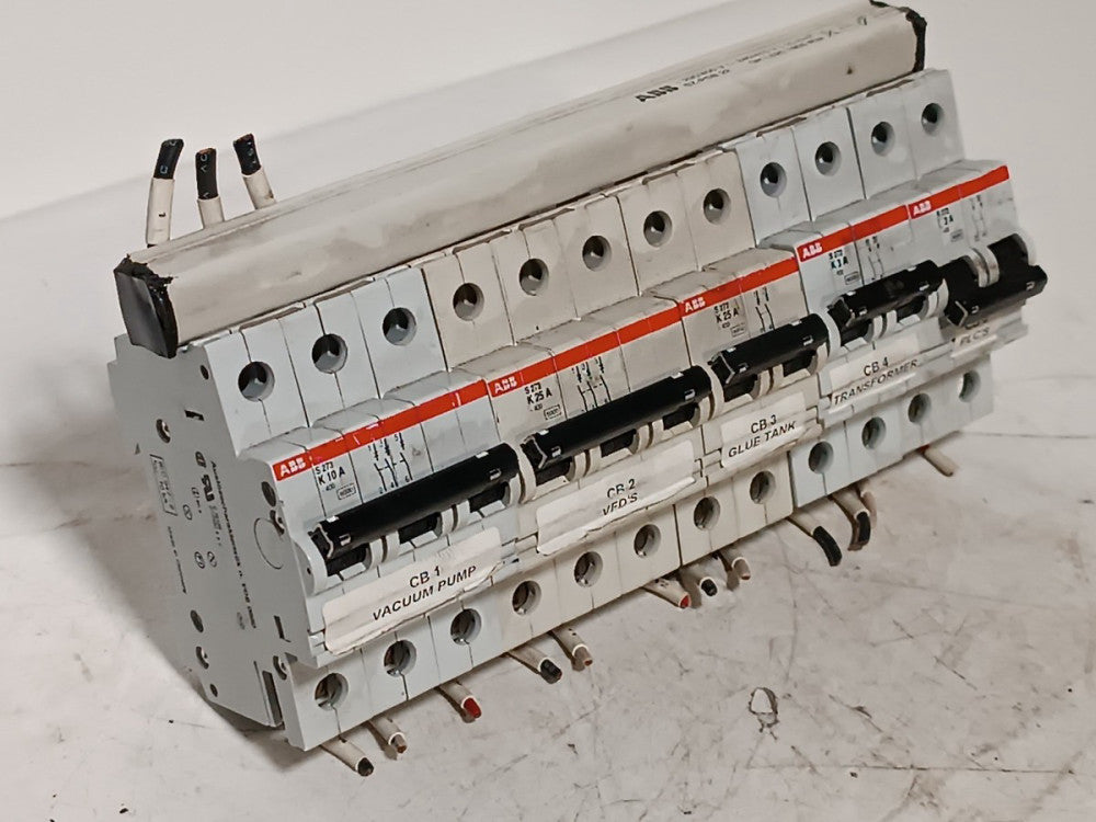 ABB Circuit Breaker Assembly with 5 Circuit Breakers & Busbar - See Description
