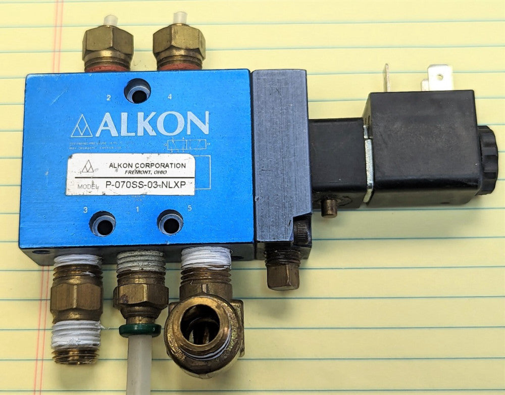 Alkon P-070SS-03 5 Way Air Valve Single Solenoid 24 VDC 1/4" Ports [OF9]