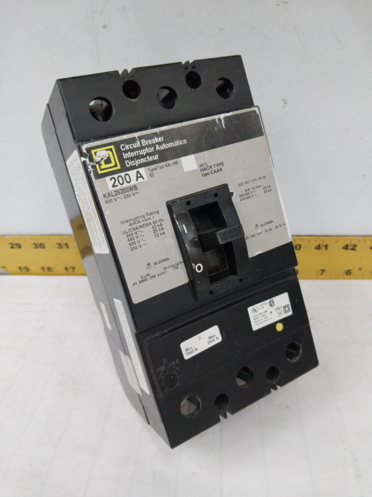SQUARE D 200 AMP CIRCUIT BREAKER 600 VAC / 250 VDC 2 POLE  KAL26200WB