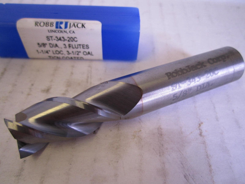RobbJack (ST-343-20C) 5/8 x 1-1/4 x 3-1/2" OAL 3Fl Corner Chamfer TiCN Endmill 