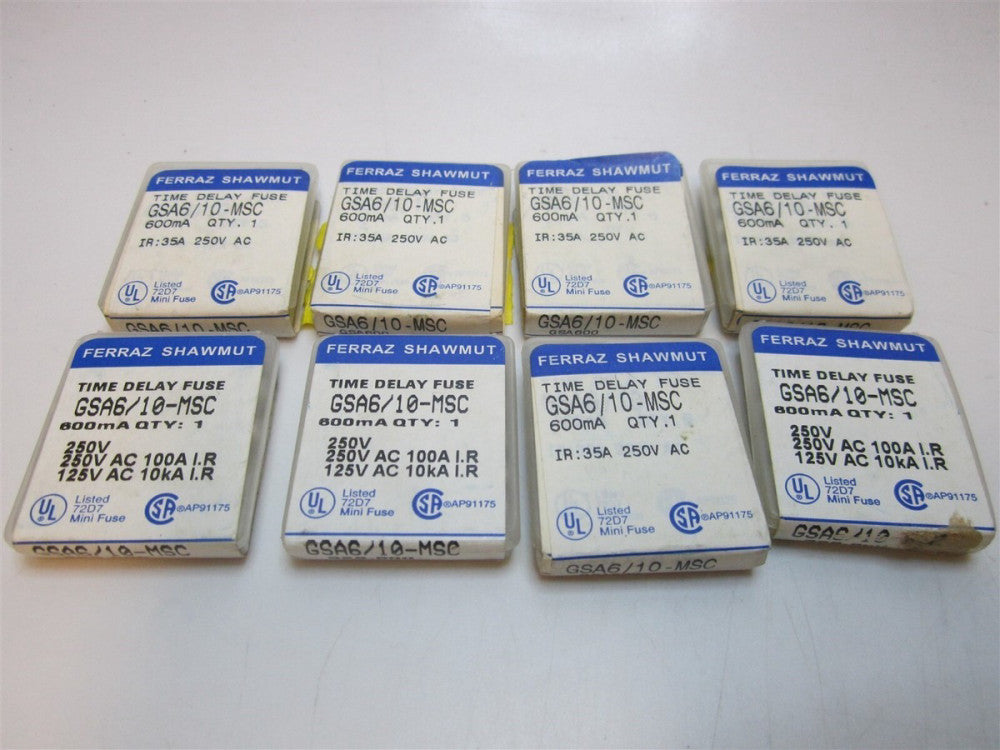 Ferraz Shawmut GSA6/10 250 VAC 0.60Amp Time Delay Ceramic Fuse - 8 Pcks of 5