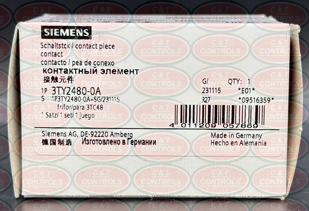Siemens 3TY24800A Size 4 Contact Kit New In Box USA Stock 3TY2480-0A