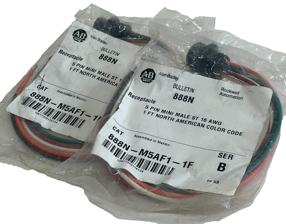 A / B 888N-M5AF1-1F 5 PIN RECEPTACLE SER. B 888NM5AF11F LOT OF 2 NEW, SURPLUS