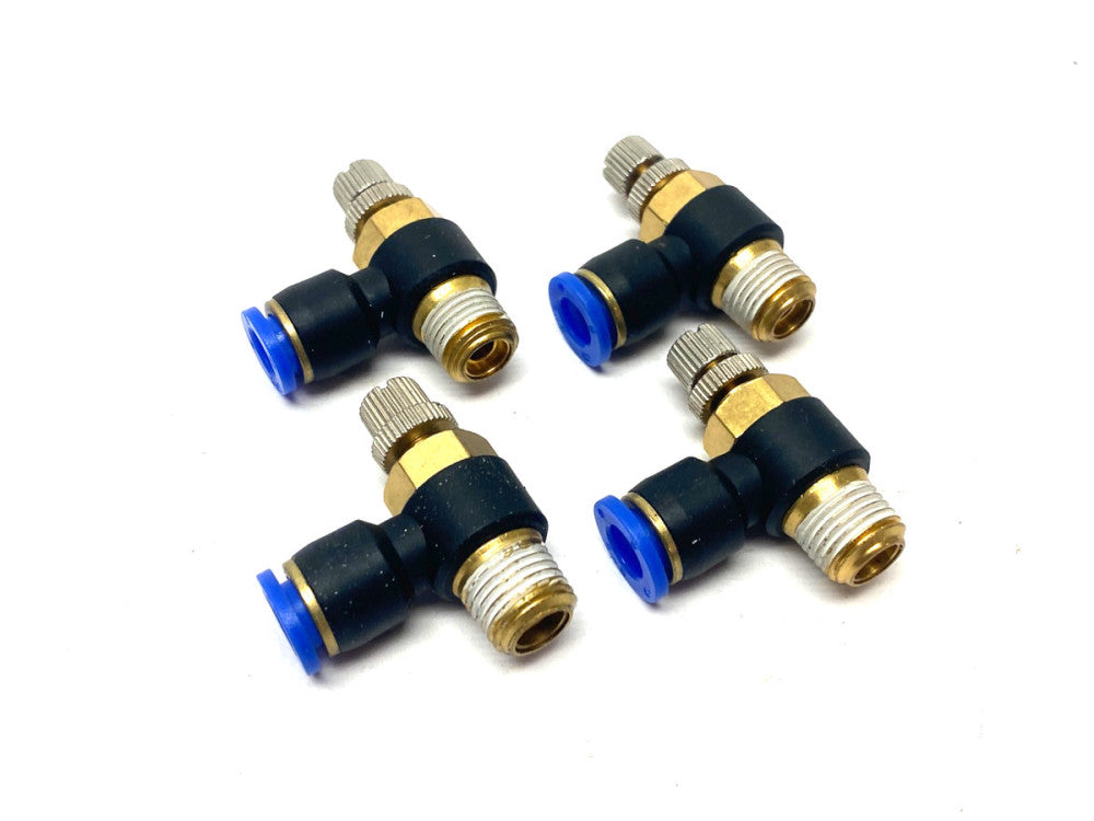 SNS JSC8-1 Flow Throttle/Speed Control Elbow Valve Fitting 8mm Tube LOT OF 4