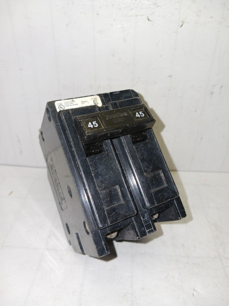 CUTLER HAMMER 45 AMP CIRCUIT BREAKER 2 POLE 120/240 VAC QUICKLAG QBHW2045