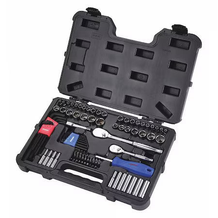 Westward 53Pn77 1/4", 3/8" Drive Socket Set Sae, Metric 91 Pieces 4 Mm To 19