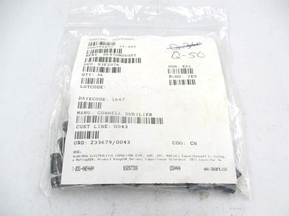 Cornell (SK470M050ST) 47 uf 50v Aluminum Electrolytic Capacitor - Pack of 50