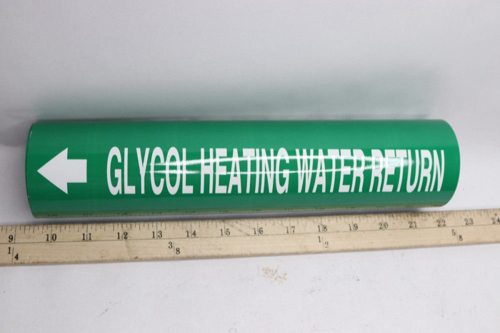 Adhesive Pipe Markers Glycol Heating Return Green/White Vinyl 0.75"- 1.25" OD 