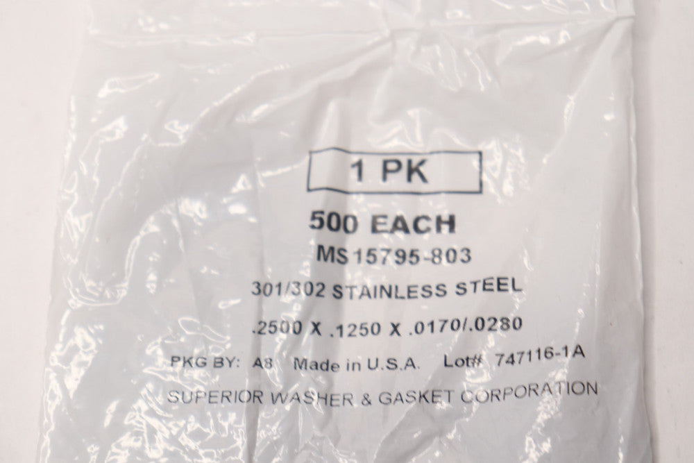 (500-Pk) Military Standard Flat Washer Stainless Steel 0.125" ID 0.25" OD 