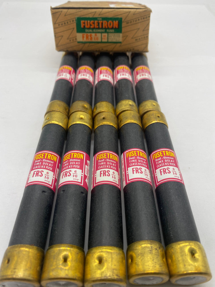 Bussmann FRS 6/10 Fusetron Time Delay Fuses, Class K5, 600V 0.6Amp Lot of 10