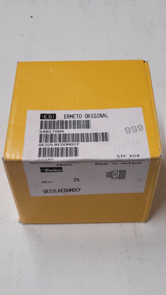 Sealed Box of 25 Parker / Ermeto GE22LREDOMDCF 3/4" BSP Straight Male Adapters