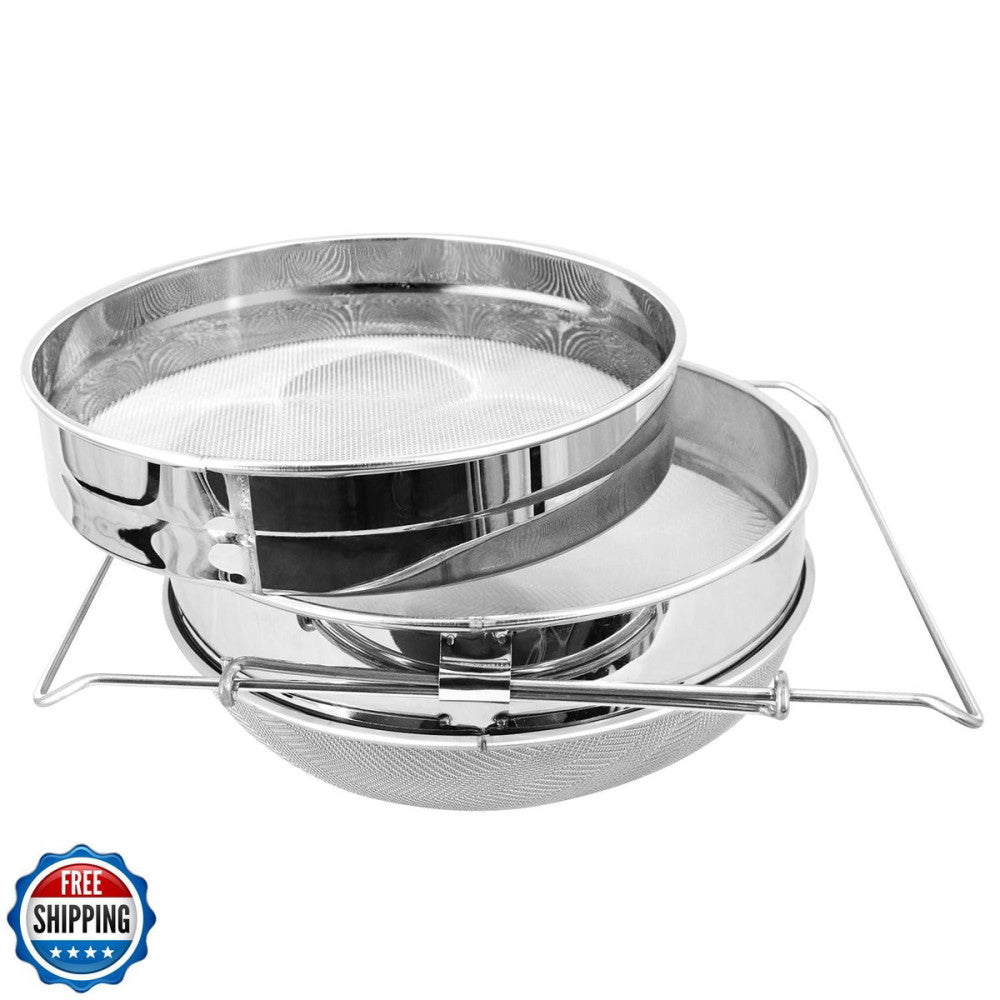 BEEKNOWS Stainless Steel Honey Strainer, Double Sieve Honey Filter, Honey Ext