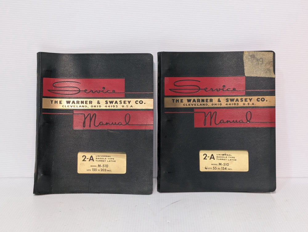 Lot of 2 Warner & Swasey 2A Service Manuals, M-510, Saddle Type Turret Lathe