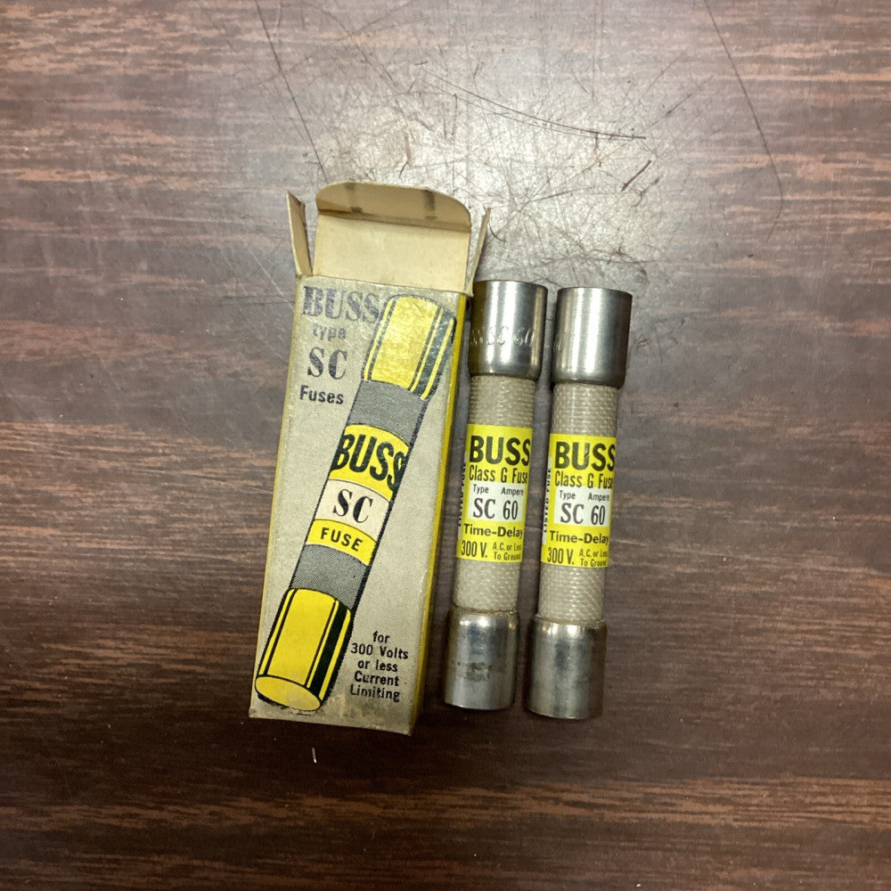Buss Fuses Type SC60, Class G 60 Amp 300 Volt Time Delay, Lot Of 2