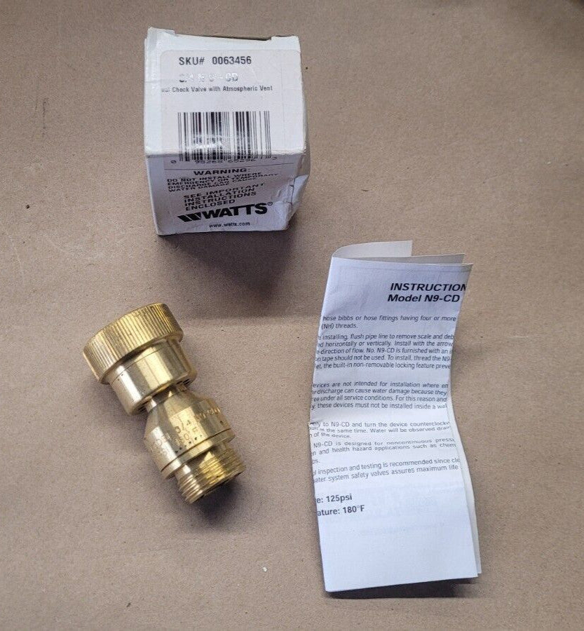 Watts 3/4" N9-CD Dual Check Valve w/ Atmospheric Vent 3/4-N9-CD