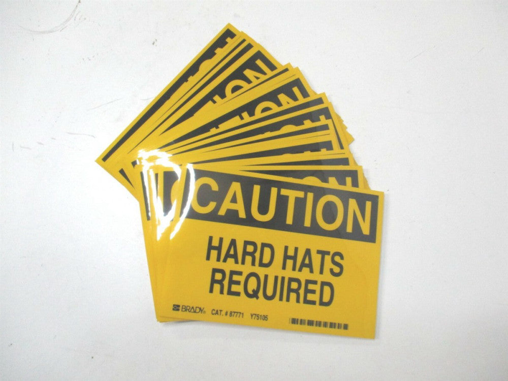 Brady (87771) 3-1/2 x 5" Hard Hats Required Yellow Safety Sign Label - Lot of 20