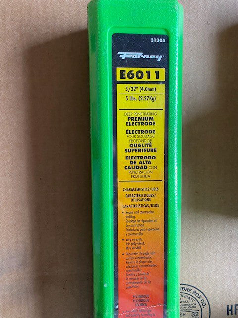 Forney 31305 Steel 88,000 PSI 25 to 75A 5 lbs. Welding Rod 5/32 Dia. x 14 L in.