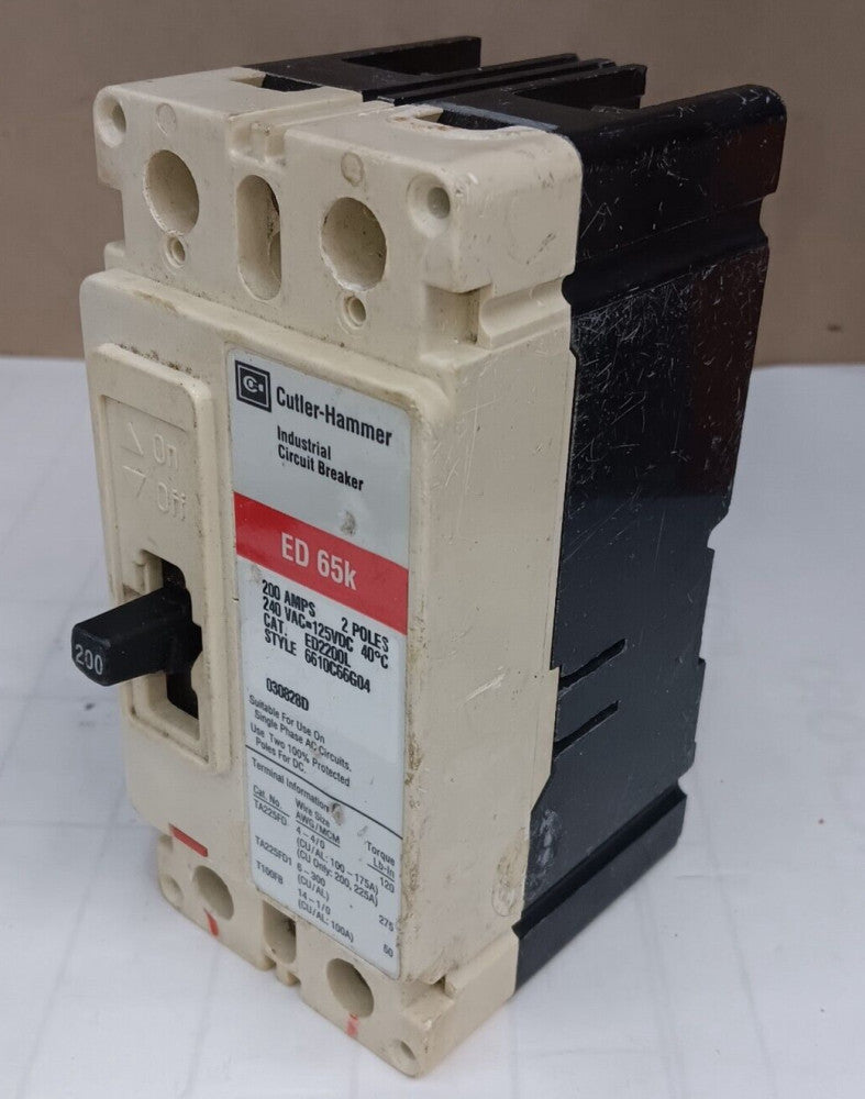 CUTLER-HAMMER 200 AMP CIRCUIT BREAKER 2 POLE 240 VAC ED2200L