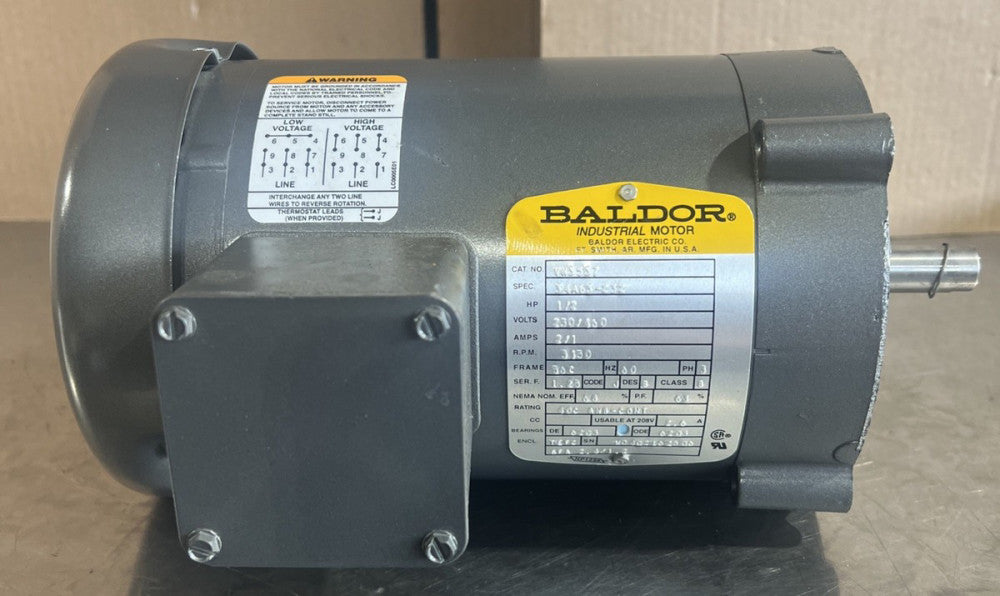 Baldor VM3537 General Purpose AC Motor  1/2 HP, 3450 RPM, 230/460V, 3-Phase, Nos