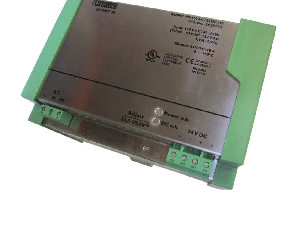 PHOENIX CONTACT QUINT 10 POWER SUPPLY PS-120AC/24DC/10 120VAC UNMP